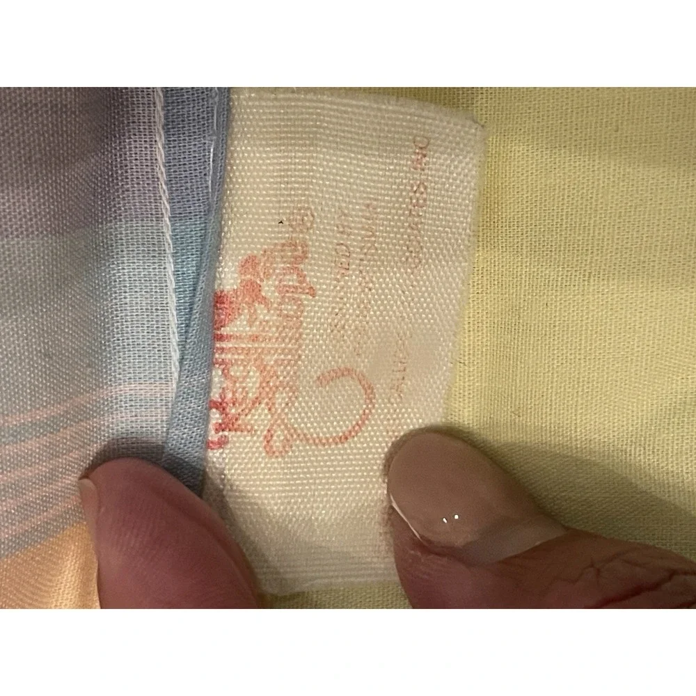 Vintage The Red Calliope‎ Lamb Baby Blanket Comforter Plaid Pink, Yellow & Blue